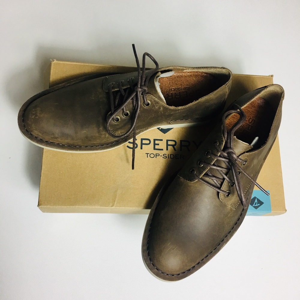 💯Sperry Harbor Men’s  Ox Plain Toe Brown Shoes👟
